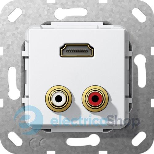 HDMI, тюльпан аудіо перехідник Gira 567303, білий глянцевий