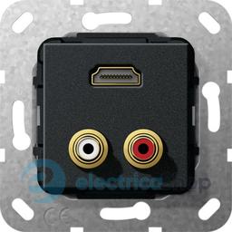 HDMI тюльпан аудіо перехідник Gira 567310, чорний матовий