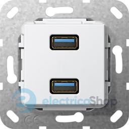 USB 30 A 2-м перехідник Gira 568403, білий глянцевий