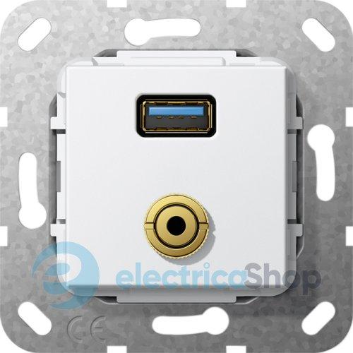 USB 30 A міні-джек перехідник/розгалужувальний кабель Gira 568603, білий глянцевий