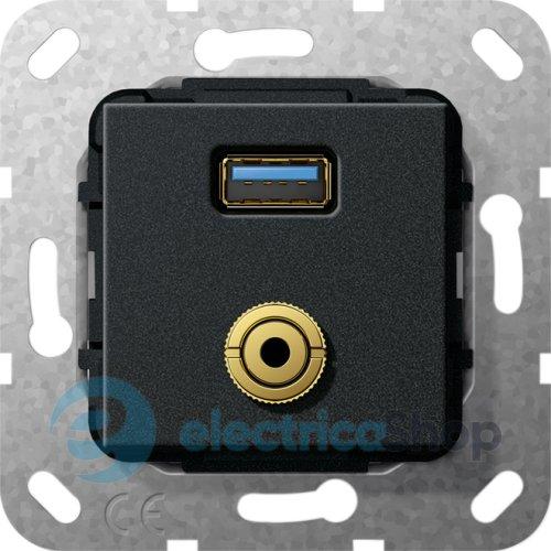 USB 30 A міні-джек розгалужувальний кабель Gira 568710, чорний матовий