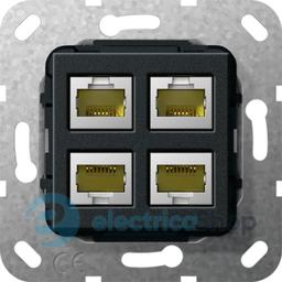 Modular Jack RJ45 кат6A 10 Гбит 4-м обтиск Gira 569910, чорний матовий