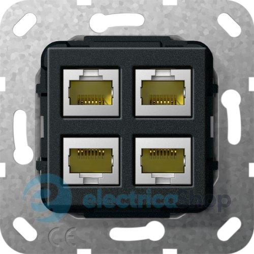 Modular Jack RJ45 кат6A 10 Гбит 4-м обтиск Gira 569910, чорний матовий