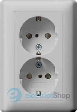 Розетка 2-а, з/к, зі шторками 250V/16А, автомат. клеми, IP20 компактна з рамкою Standard 55 Gira 0783015, сірий матовий