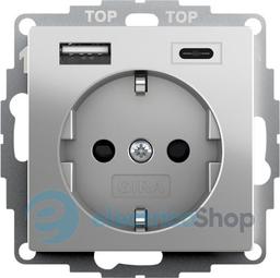 Розетка з USB 2-гн тип A/C System 55 Gira 2459600, сталь