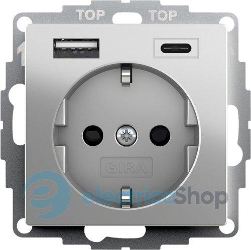 Розетка з USB 2-гн тип A/C System 55 Gira 2459600, сталь