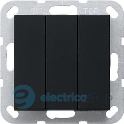 Вимикач 3-кл. (BS) кнопковий 10А/250V, гвинт. клеми, System 55 Gira 2844005, чорний матовий
