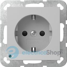 Розетка із з/к та шторками, з LED підсвічуванням, 16А/250V System 55 Gira 4170015, сірий матовий