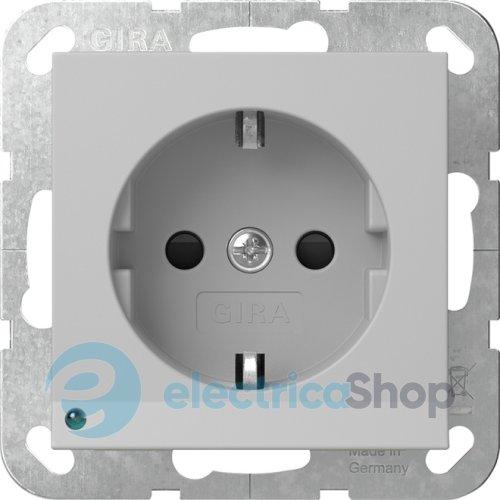 Розетка із з/к та шторками, з LED підсвічуванням, 16А/250V System 55 Gira 4170015, сірий матовий