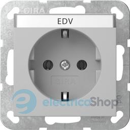Розетка із з/к 16А/250V, поле для напису, System 55 Gira 4457015, сірий матовий