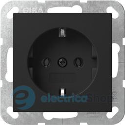Розетка із з/к 16А/250V, без розпірних лапок, System 55 Gira 4466005, чорний матовий