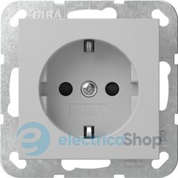Розетка із з/к, шторки, 16А/250V, без розпірних лапок, System 55 Gira 4755015, сірий матовий