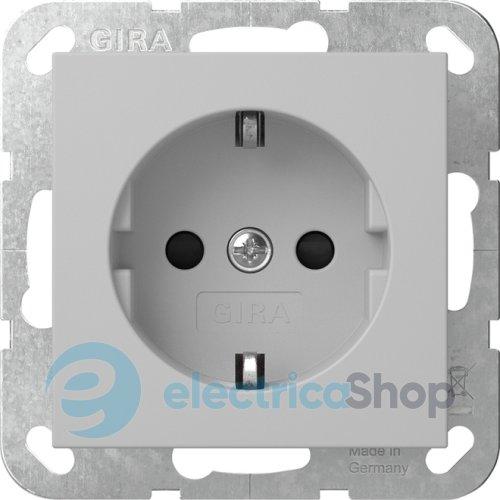 Розетка із з/к, шторки, 16А/250V, без розпірних лапок, System 55 Gira 4755015, сірий матовий