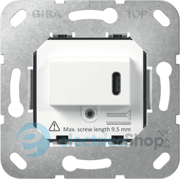 Механізм USB-розетки PD 220–240VAC / 5–20VDC (15–65 Вт), вставка, Gira 236200, білий