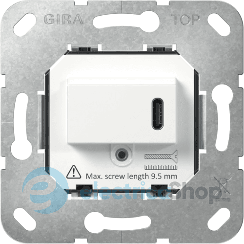 Механізм USB-розетки PD 220–240VAC / 5–20VDC (15–65 Вт), вставка, Gira 236200, білий