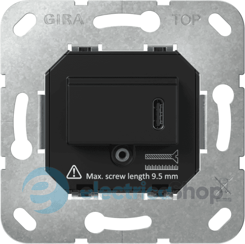 Механізм USB-розетки PD 220–240VAC / 5–20VDC (15–65 Вт), вставка, Gira 236300 чорний