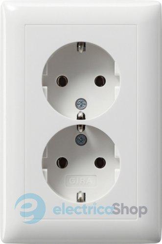 Розетка 2-а, з/к, 250V/16А, автомат. клеми, IP20 компактна з рамкою Standard 55 Gira 078203, білий глянцевий