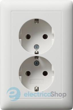 Розетка 2-а, з/к, 250V/16А, автомат. клеми, IP20 компактна з рамкою Standard 55 Gira 078204, білий матовий