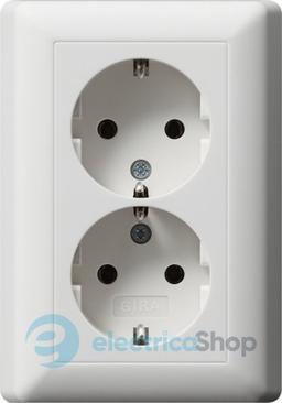 Розетка 2-а, з/к, 250V/16А, гвинт. клеми, IP20 компактна з рамкою Standard 55 Gira 078804, білий матовий
