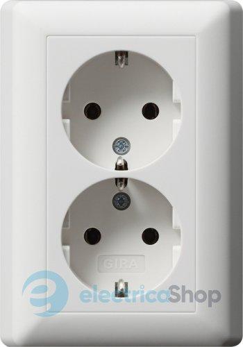 Розетка 2-а, з/к, 250V/16А, гвинт. клеми, IP20 компактна з рамкою Standard 55 Gira 078804, білий матовий