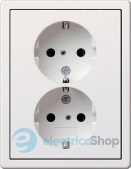Розетка 2-а, з/к, 250V/16А, автомат. клеми, IP20 з рамкою F100 Gira 0780112, білий глянсовий