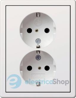 Розетка 2-а, з/к, зі шторками 250V/16А, автомат. клеми, IP20 з рамкою F100 Gira 0783112, білий глянсовий