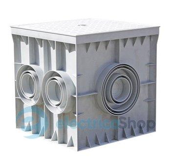 Колодязь кабельний пластиковий e.manhole.300.300.300.6.cover, 300х300х300мм, 6 виходів під трубу, з кришкою CP303032 E.NEXT