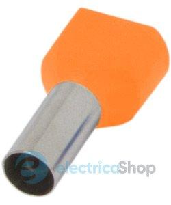 Ізольований наконечник e.terminal.stand.te.2.0.75.orange (TE7508 orange) 2x0,75 кв.мм, помаранчевий, 100шт s4037001 E.NEXT