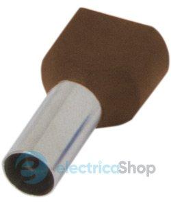 Ізольований наконечник e.terminal.stand.te.2.10.brown (TE10-14 brown) 2x10 кв.мм, коричневий, 100шт s4037011 E.NEXT