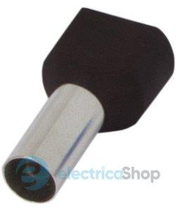 Ізольований наконечник e.terminal.stand.te.2.6.black (TE6014 black) 2x6 кв.мм, чорний, 100шт s4037010 E.NEXT