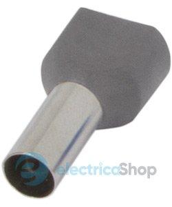 Ізольований наконечник e.terminal.stand.te.2.16.grey (TE16-14 grey) 2x16 кв.мм, сірий, 100шт s4037012 E.NEXT
