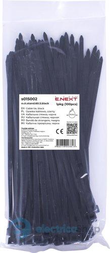 Кабельна стяжка e.ct.stand.60.3.black (100шт), чорна E.NEXT s015002