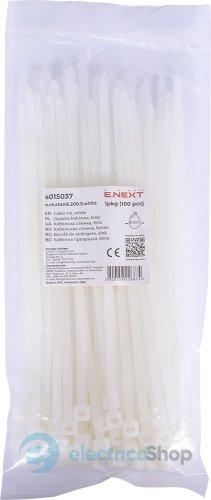 Кабельна стяжка e.ct.stand.200.5.white (100шт), біла E.NEXT s015037