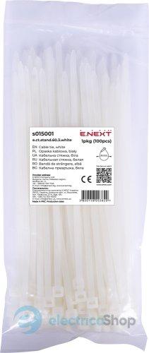 Кабельна стяжка e.ct.stand.60.3.white (100шт), біла E.NEXT s015001