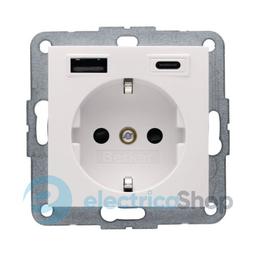 Розетка із з/к + USB A/C 20W PD S.1/B.3 Berker 48148982, біла