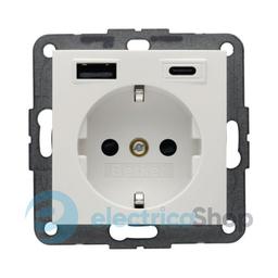 Розетка із з/к + USB A/C 20W PD S.1/B.3 Berker 48148989, полярна білизна