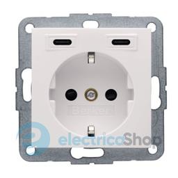 Розетка із з/к + USB C/C 20W PD S.1/B.3 Berker 48158982, біла