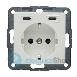 Розетка із з/к + USB C/C 20W PD S.1/B.3 Berker 48151909, полярна білизна матова