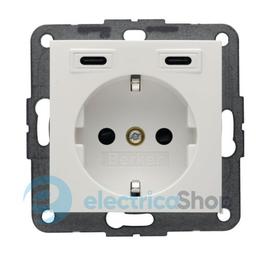 Розетка із з/к + USB C/C 20W PD S.1/B.3 Berker 48158989, полярна білизна