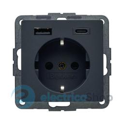 Розетка із з/к + USB A/C 20W PD Q.x Berker 48146086, антрацит