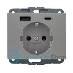 Розетка із з/к + USB A/C 20W PD K.x Berker 48147004, нержавіюча сталь