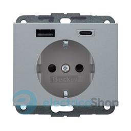 Розетка із з/к + USB A/C 20W PD K.x Berker 48147003, алюміній