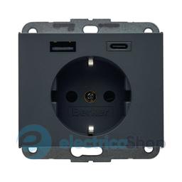Розетка із з/к + USB A/C 20W PD K.x Berker 48147006, антрацит