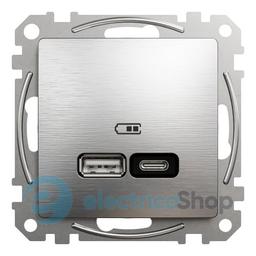 USB розетка А+С, Power Delivery, 3A (21Вт) Sedna Elements SDD170405U матовий алюміній