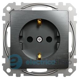 Розетка із з/к та шторками 250V/16А Sedna Elements SDD172022U матовий титан