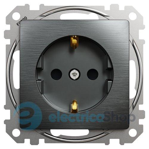 Розетка із з/к та шторками 250V/16А Sedna Elements SDD172022U матовий титан