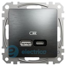 USB розетка А+С, Power Delivery, 3A (21Вт) Sedna Elements SDD172405U матовий титан