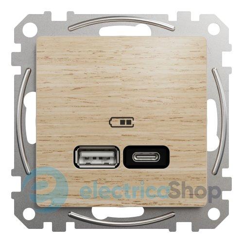 USB розетка А+С, Power Delivery, 3A (21Вт) Sedna Elements SDD180405U (береза)