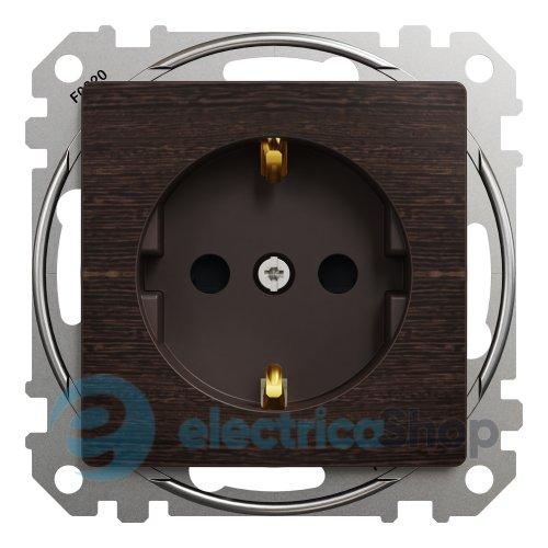 Розетка із з/к та шторками 250V/16А Sedna Elements SDD181022U венге