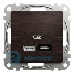 USB розетка А+С, Power Delivery, 3A (21Вт) Sedna Elements SDD181405U (венге)